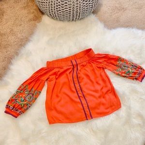 Gianni Bini | Orange Embroidered Off  Shoulder Top